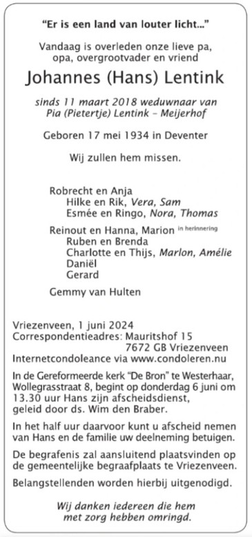 Advertentie in 
"Trouw" van 4-06-2024.